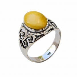 Inel Argint Chihlimbar Honey Amber