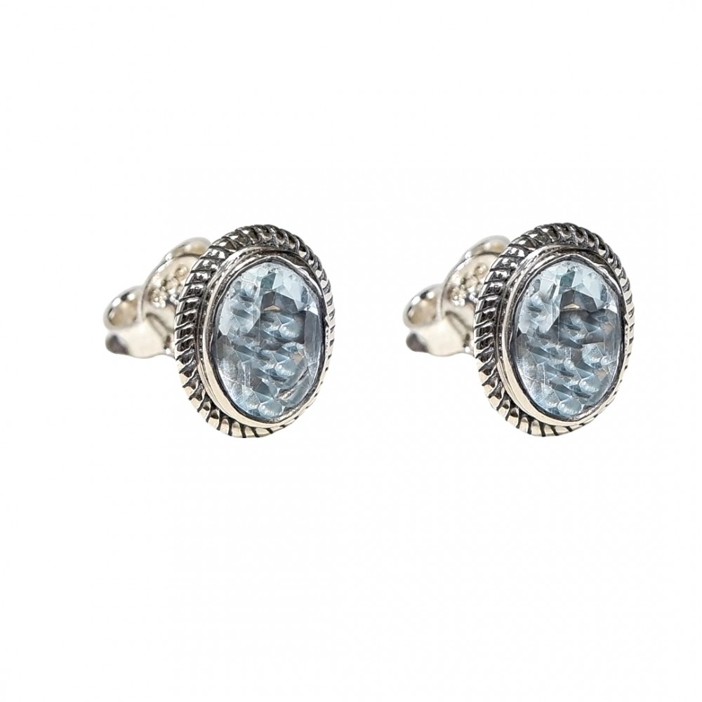 Cercei Argint Blue Topaz Polux 