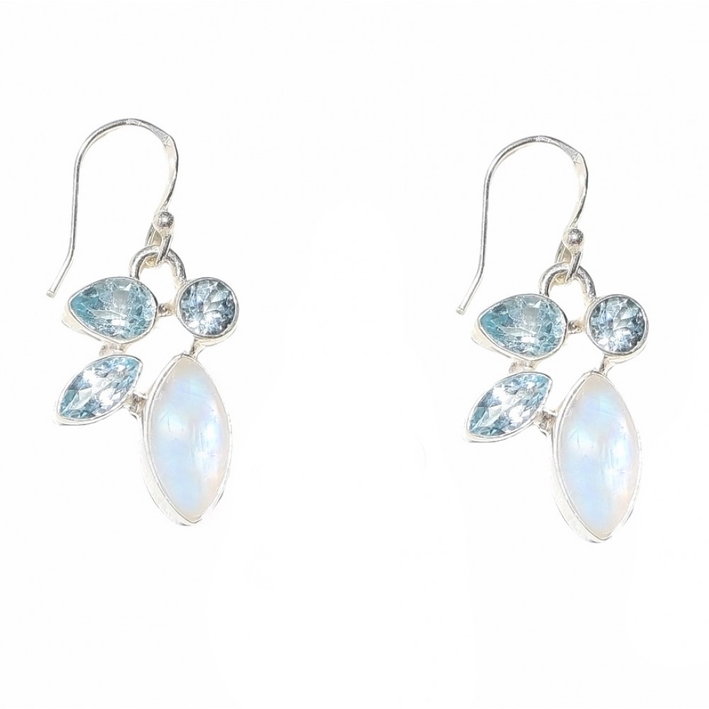 Cercei Argint Piatra Lunii și Blue Topaz Andra