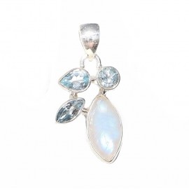 Set Argint Piatra Lunii și Blue Topaz Andra