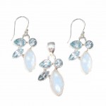 Set Argint Piatra Lunii și Blue Topaz Andra