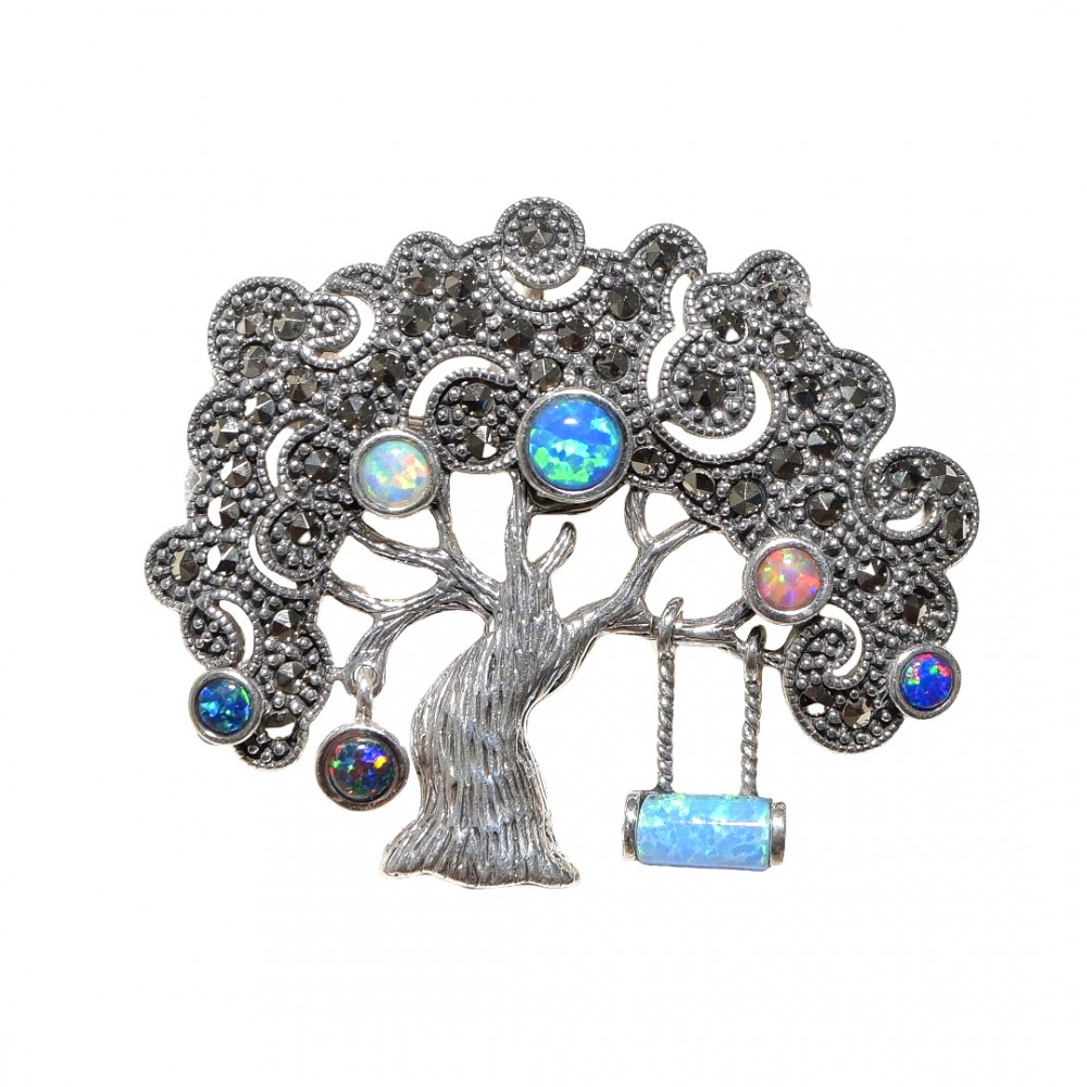 Broșă Pandantiv Argint și Opal Imperial Multicolor Tree of Life