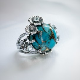 Inel Argint Turcoaz și Blue Topaz Eos