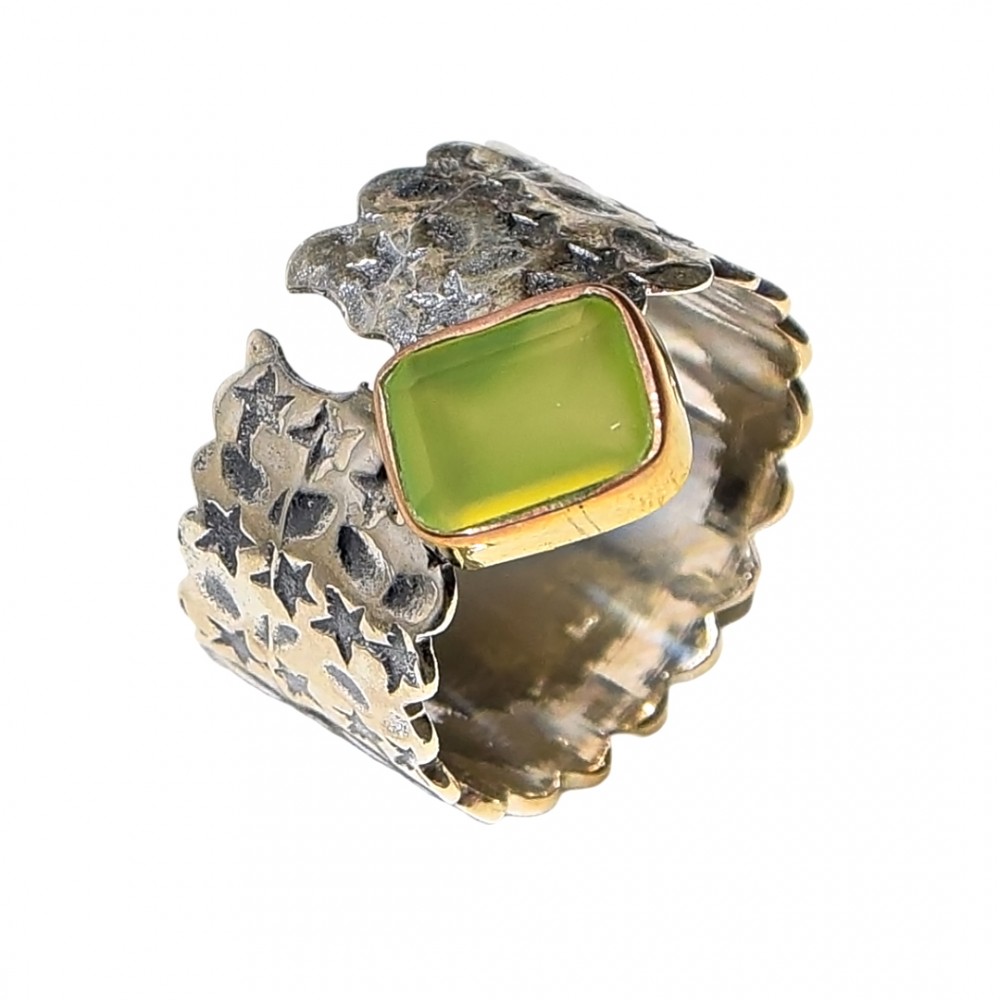 Inel Argint Calcedonia Verde Shi