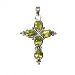 Pandantiv Cruce Argint Peridot