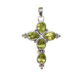 Pandantiv Cruce Argint Peridot