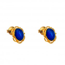 Set Argint Placat cu Aur 14K Chihlimbar Albastru Noa