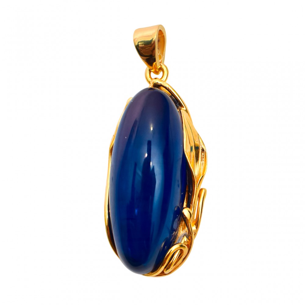 Pandantiv Argint Placat cu Aur Chihlimbar Blue Cellia
