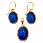 Set Argint Placat cu Aur 14K Chihlimbar Albastru Aeris