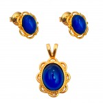 Set Argint Placat cu Aur 14K Chihlimbar Albastru Noa