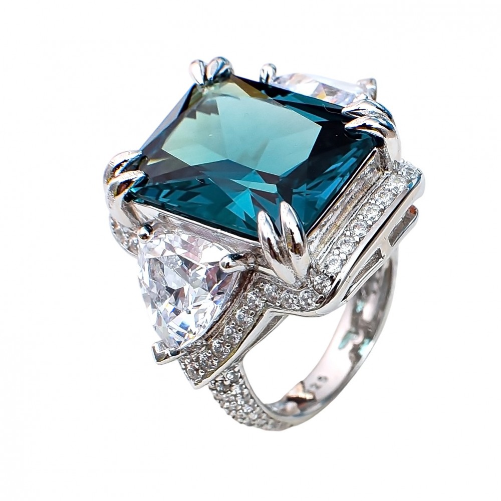 Inel Argint cu Alexandrite cubic sintetic și Zirconiu Tereza