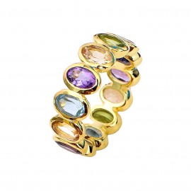 Inel Argint Placat cu Aur Ametist,Peridot,Citrin,Tanzanit și Blue Topaz Mary
