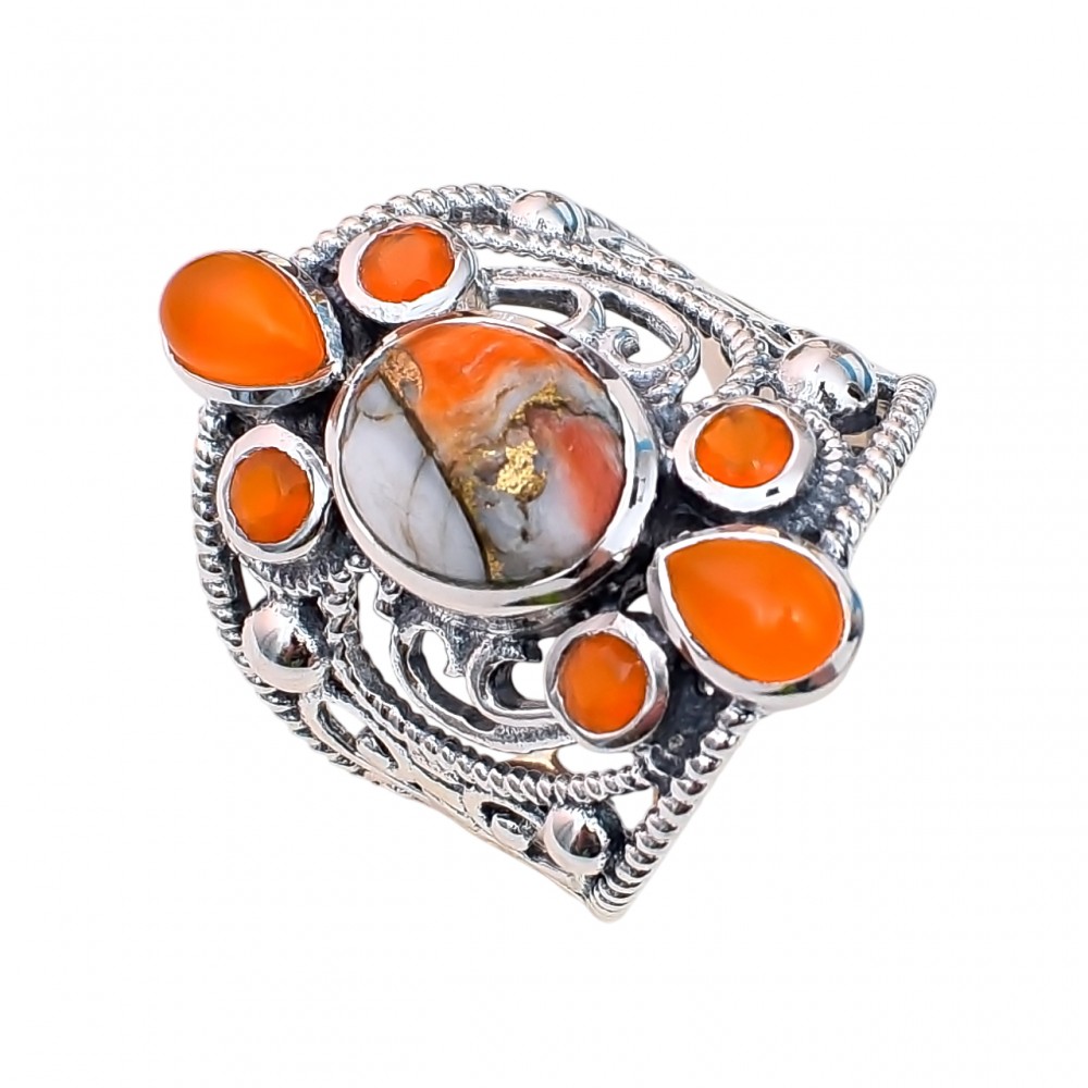 Inel Argint Oyster Turquoise și Carneol Camy