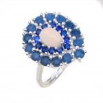 Inel Argint Opal Natural Alb,Safire Si London Blue Topaz Elixir