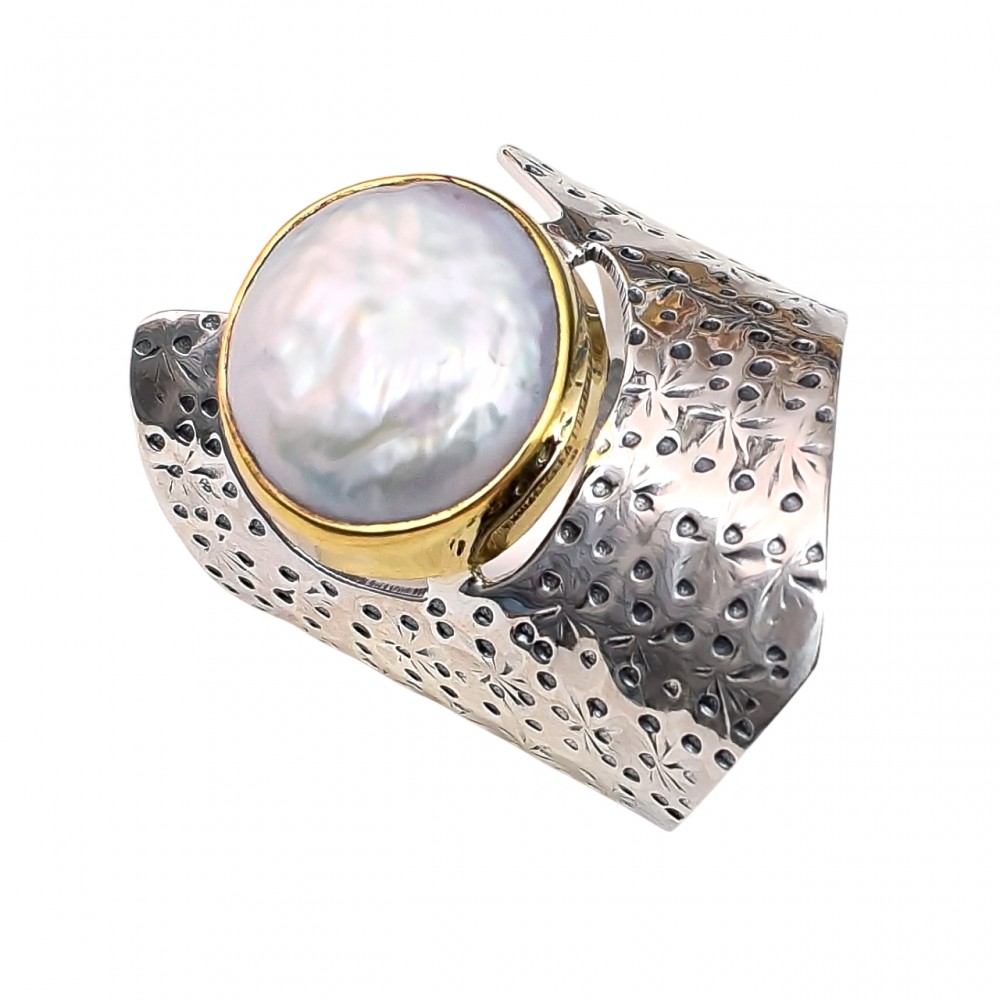 Inel Argint Perlă Barocă White Pearl