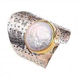 Inel Argint Perlă Barocă White Pearl