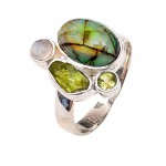 Inel Argint Opal Etiopian , Peridot si Piatra Lunii Anais
