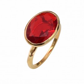 Inel Argint Placat cu Aur si Rubin Flame