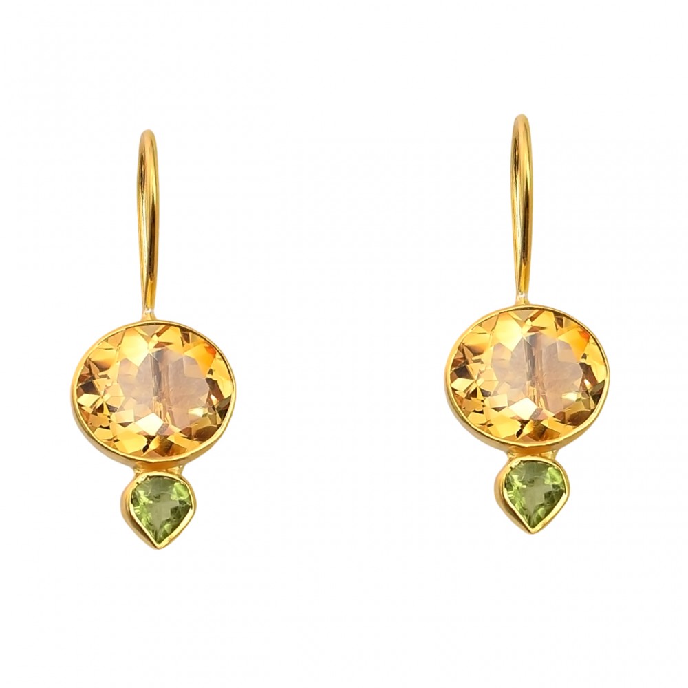 Cercei Argint Placat cu Aur Citrin si Peridot Merry