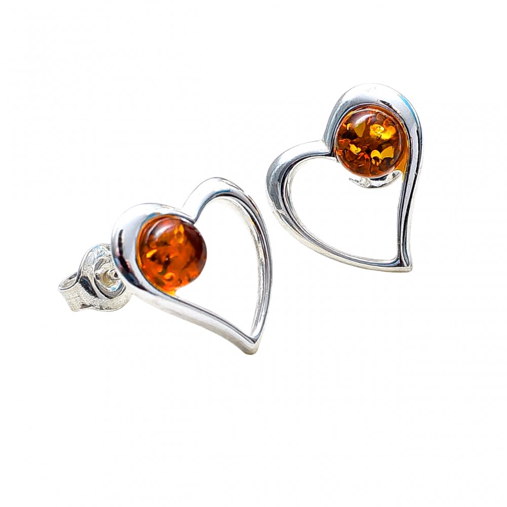 Cercei Argint Chihlimbar Little Hearts
