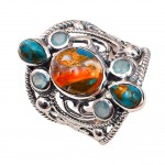 Inel Argint Turcoaz,Oyster Turquoise si Calcedonia Soul