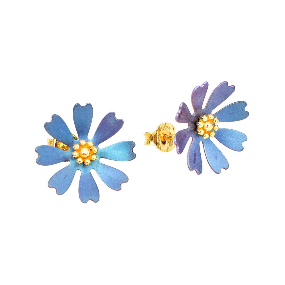 Cercei Argint Placat cu Aur și Titan Floral Muse