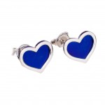 Cercei Argint si Titan Colorat Blue Heart 