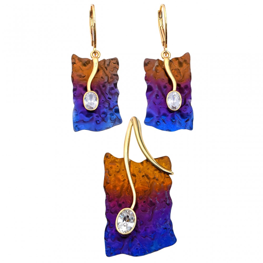 Set Bijuterii Argint Placat cu Aur și Titan Multicolor Jessica