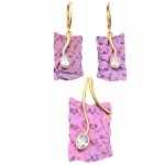 Set Bijuterii Argint Placat cu Aur și Titan Pink
