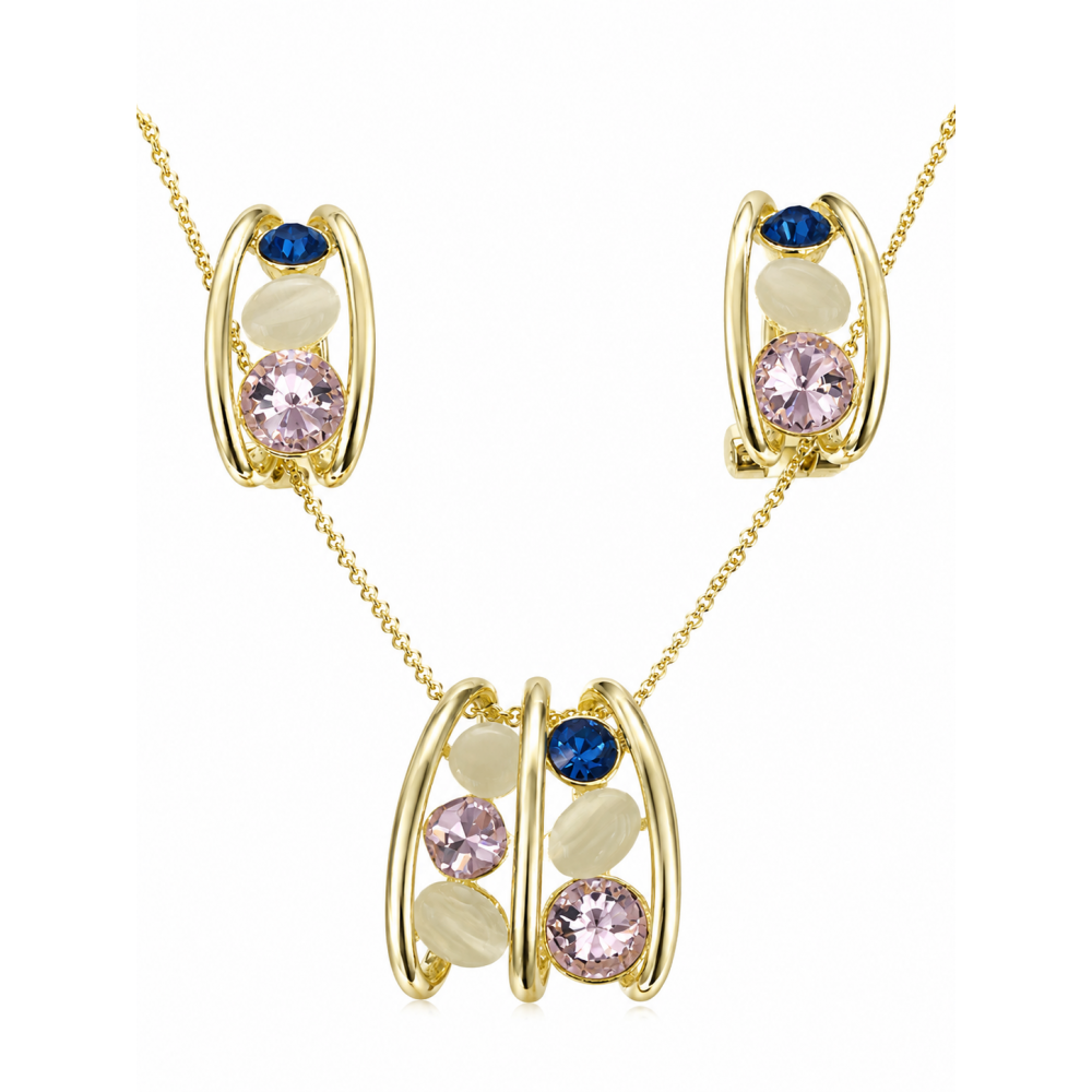 Set Colier Placat cu Aur si Cristale Amalia