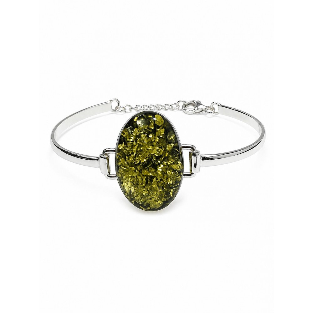 Brățară Argint și Chihlimbar Verde Raisa