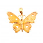 Pandantiv Argint Placat cu Aur si Chihlimbar Butterfly
