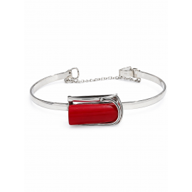 Bratara Statement Argint Si Coral Natural Rouge,UNICAT