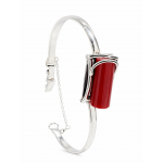 Bratara Statement Argint Si Coral Natural Rouge,UNICAT