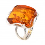Inel Argint Chihlimbar Cognac Athena