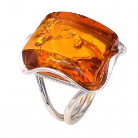 Inel Argint Chihlimbar Cognac Athena