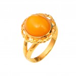 Inel Argint Placat Cu Aur Si Chihlimbar Golden