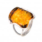 Inel Argint Chihlimbar Cognac Antique