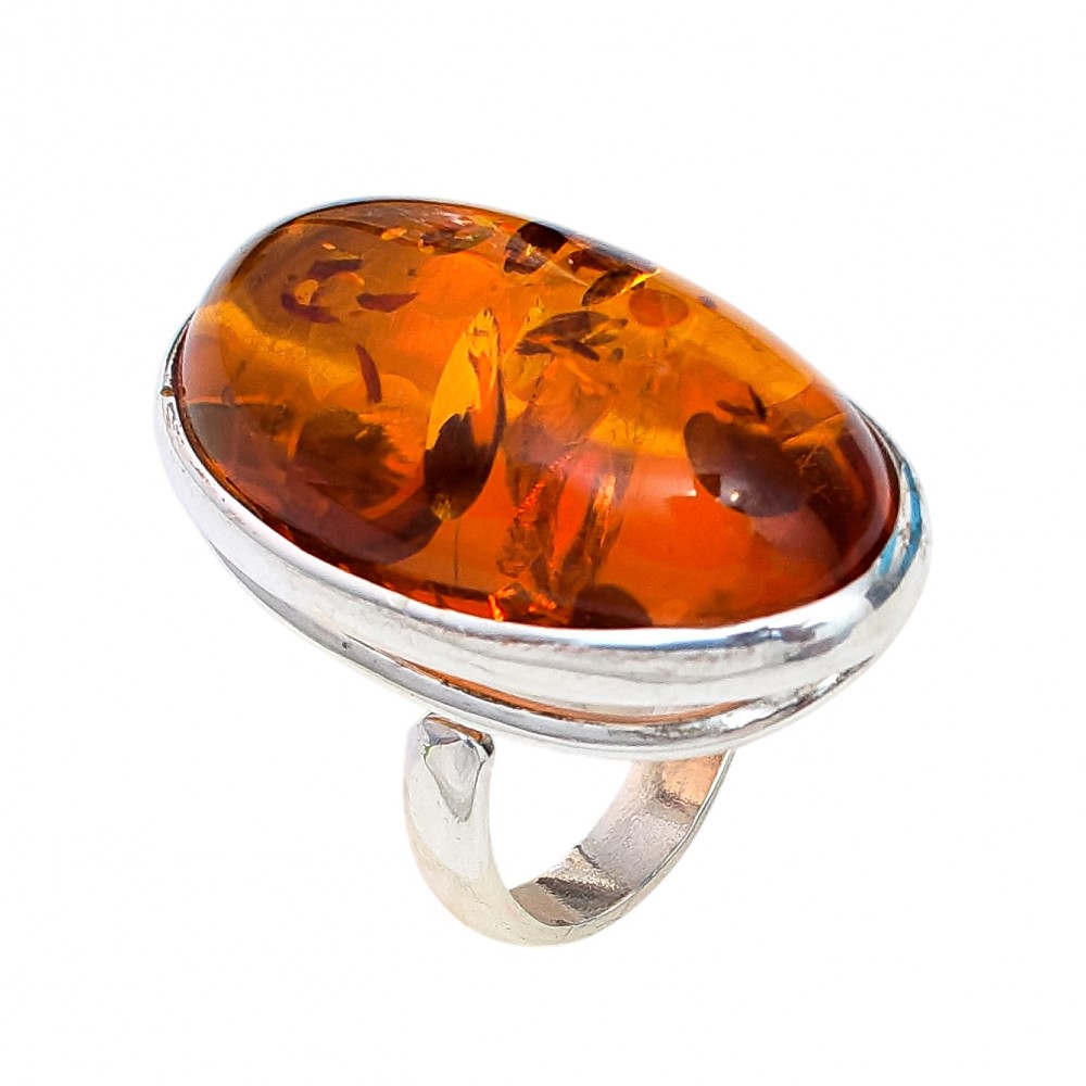 Inel Argint Chihlimbar Cognac Mirette