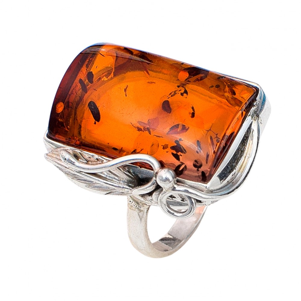 Inel Argint Chihlimbar Cognac Dianne