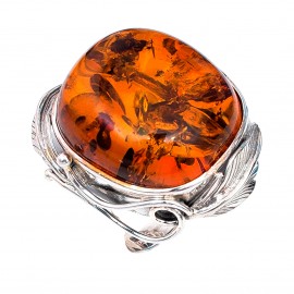 Inel Argint Chihlimbar Cognac Moody