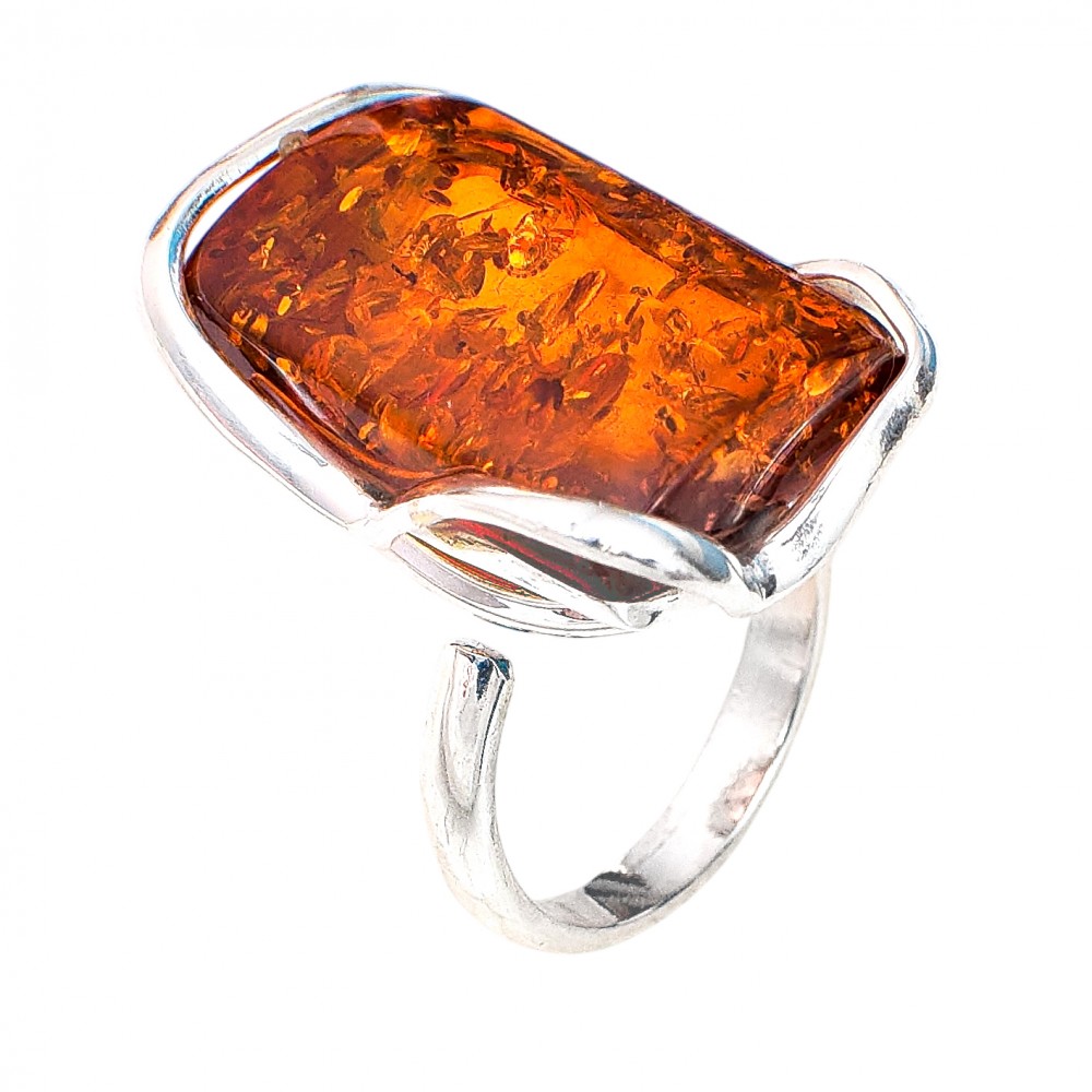 Inel Argint Chihlimbar Cognac Amira