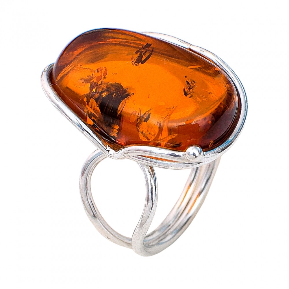 Inel Argint Chihlimbar Cognac Samy