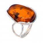 Inel Argint Chihlimbar Cognac Samy