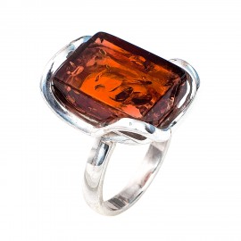 Inel Argint Chihlimbar Cognac Adelle