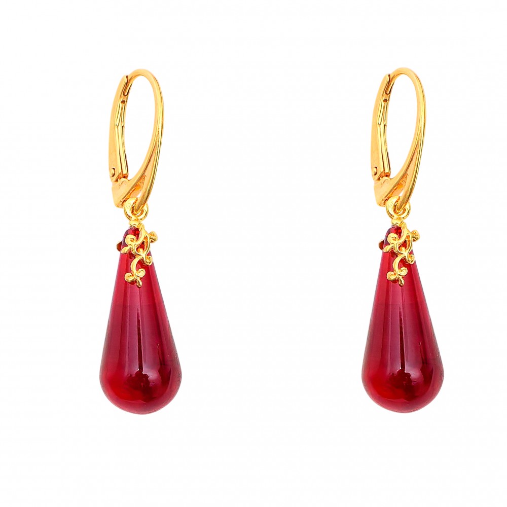 Cercei Argint Placați cu Aur și Chihlimbar Cherry Elegance