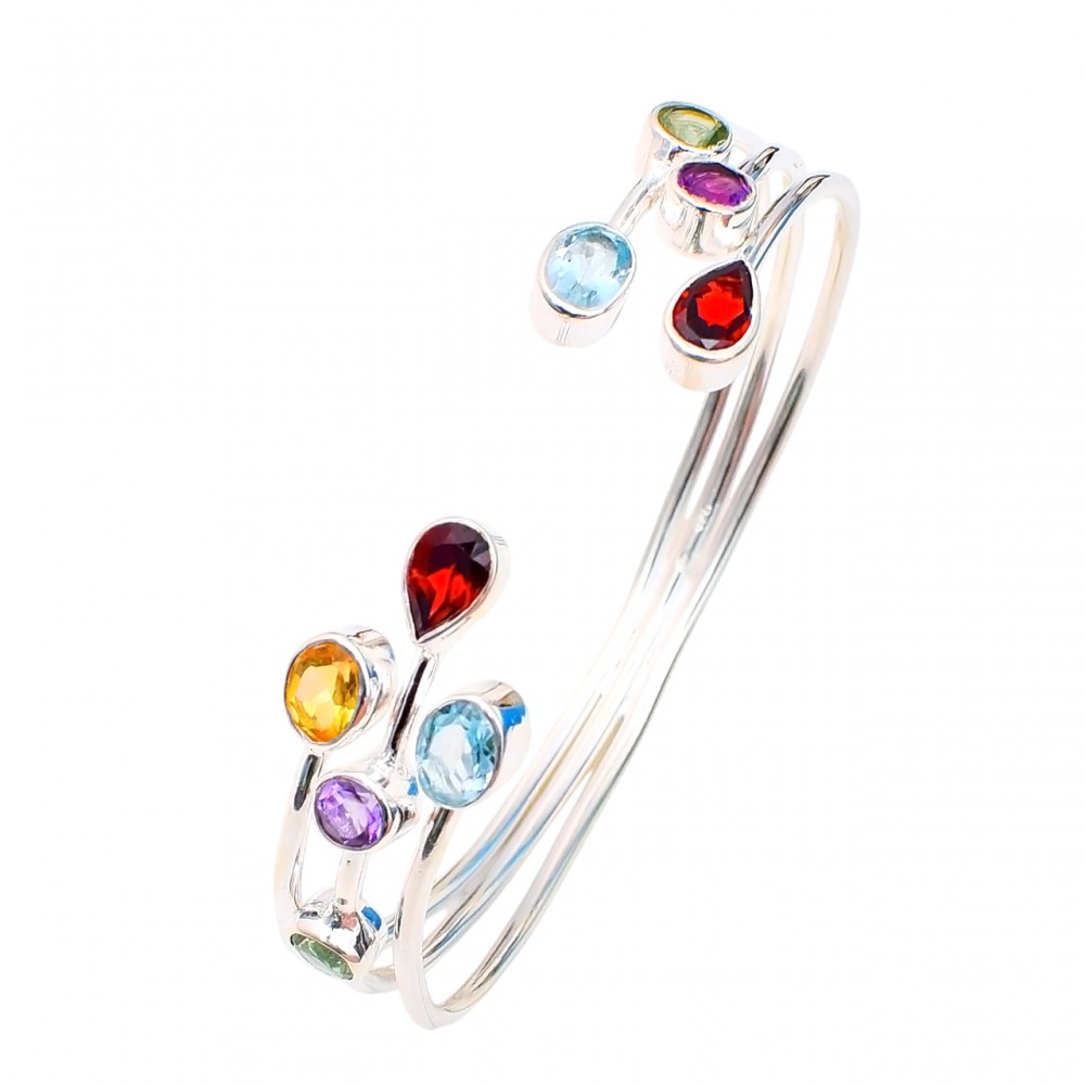 Bratara Argint Multicolora Cu Ametist,Blue Topaz,Granat,Ametist Verde Joy