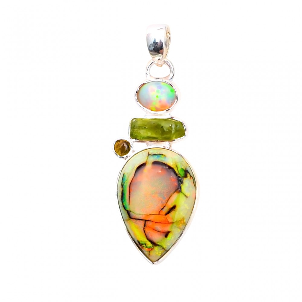 Pandantiv Argint Opal si Peridot Lia