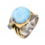 Inel Argint si Insertii Aur si Larimar Tallia
