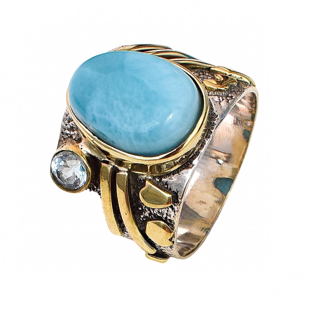 Inel Argint Larimar și Blue Topaz Lirene